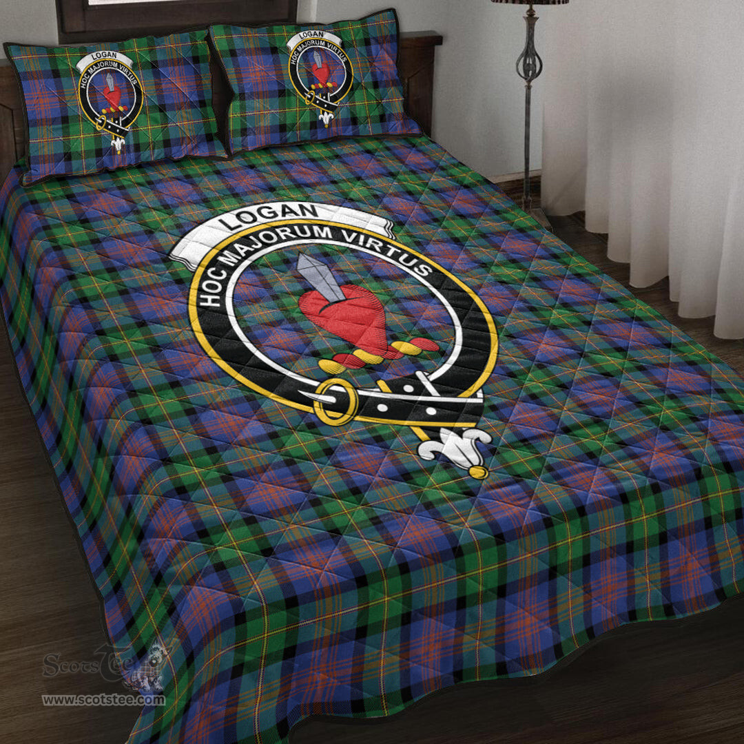 Scottish Logan Ancient Clan Tartan Quilt Bed Set - Crest Classic Scottish Plaid Tartan Plaid