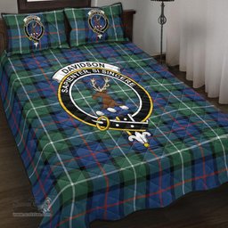 Scottish Davidson of Tulloch Clan Tartan Quilt Bed Set - Crest Classic Scottish Plaid Tartan Plaid