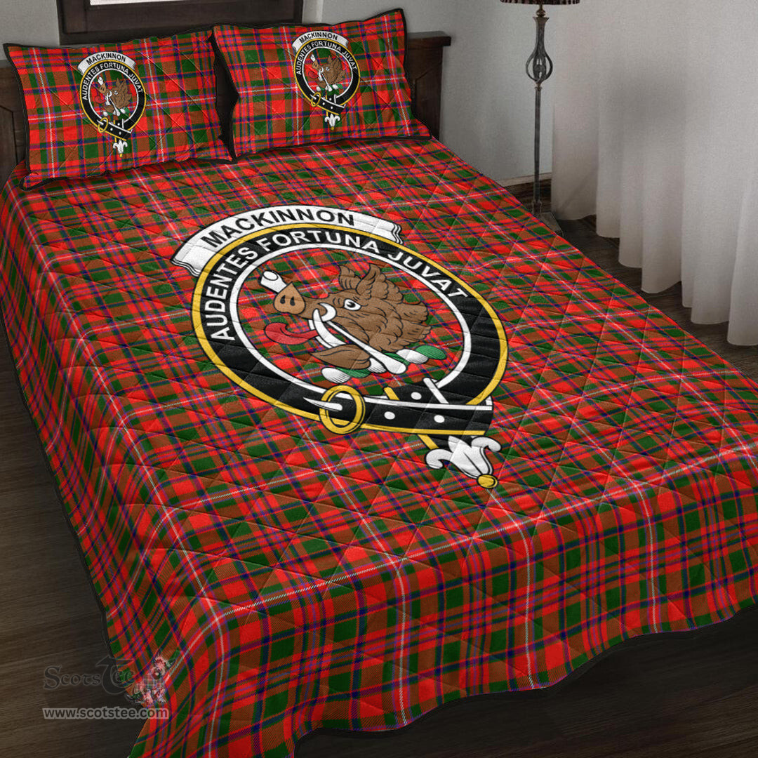 Scottish MacKinnon Modern Clan Tartan Quilt Bed Set - Crest Classic Scottish Plaid Tartan Plaid