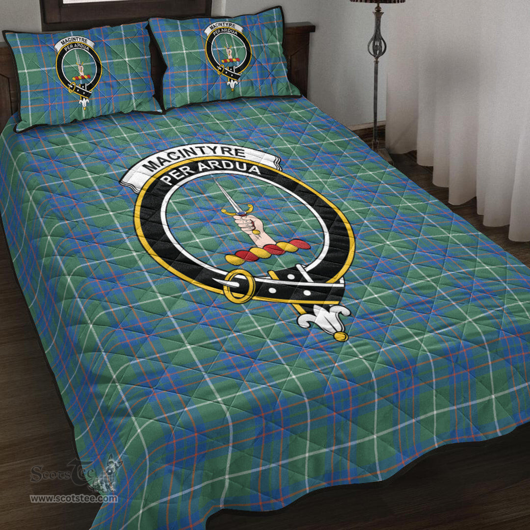 Scottish MacIntyre Hunting Ancient Clan Tartan Quilt Bed Set - Crest Classic Scottish Plaid Tartan Plaid