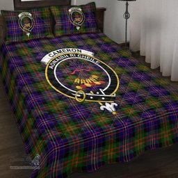 Scottish Cameron of Erracht Modern Clan Tartan Quilt Bed Set - Crest Classic Scottish Plaid Tartan Plaid