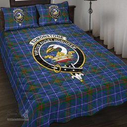 Scottish Edmonstone Clan Tartan Quilt Bed Set - Crest Classic Scottish Plaid Tartan Plaid