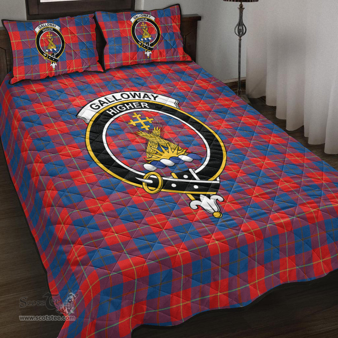 Scottish Galloway Red Clan Tartan Quilt Bed Set - Crest Classic Scottish Plaid Tartan Plaid