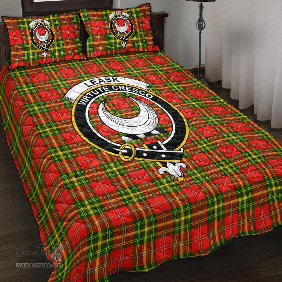 Scottish Leask Clan Tartan Quilt Bed Set - Crest Classic Scottish Plaid Tartan Plaid