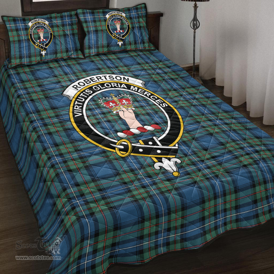 Scottish Robertson Hunting Ancient Clan Tartan Quilt Bed Set - Crest Classic Scottish Plaid Tartan Plaid