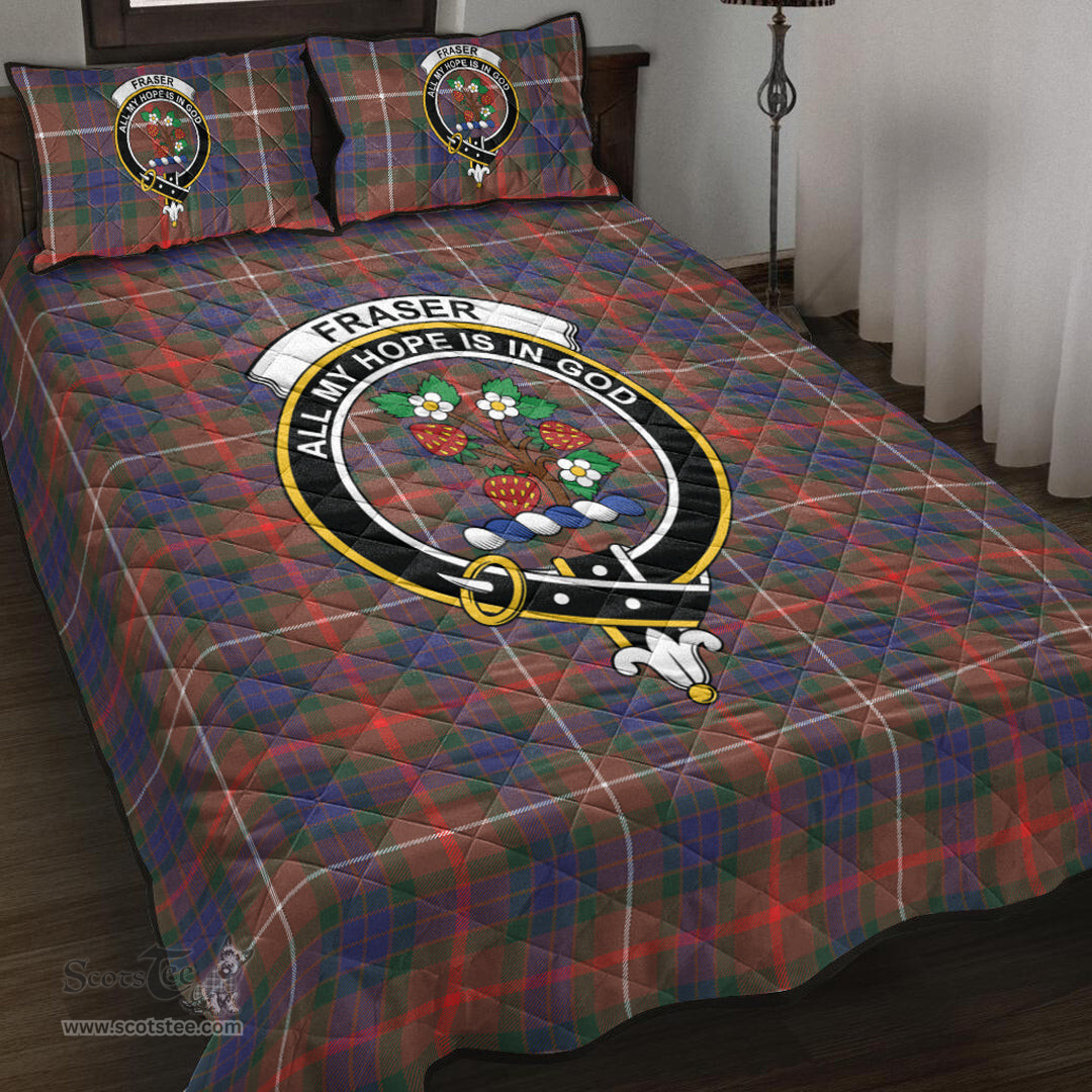 Scottish Fraser Hunting Modern Clan Tartan Quilt Bed Set - Crest Classic Scottish Plaid Tartan Plaid