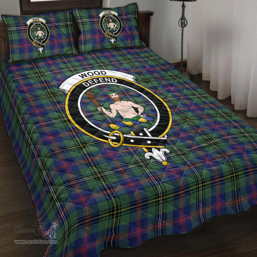 Scottish Wood Modern Clan Tartan Quilt Bed Set - Crest Classic Scottish Plaid Tartan Plaid
