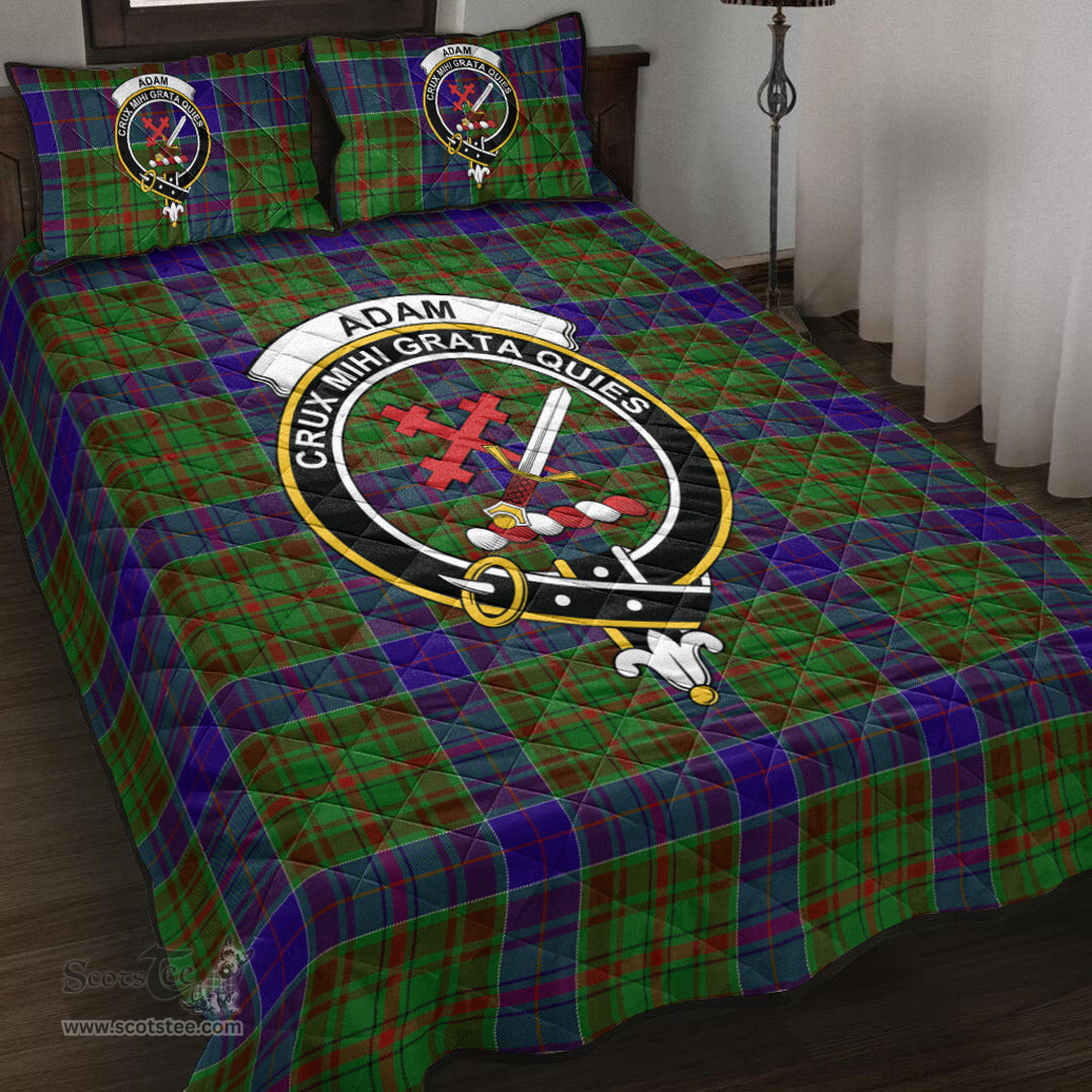 Scottish Adam Clan Tartan Quilt Bed Set - Crest Classic Scottish Plaid Tartan Plaid