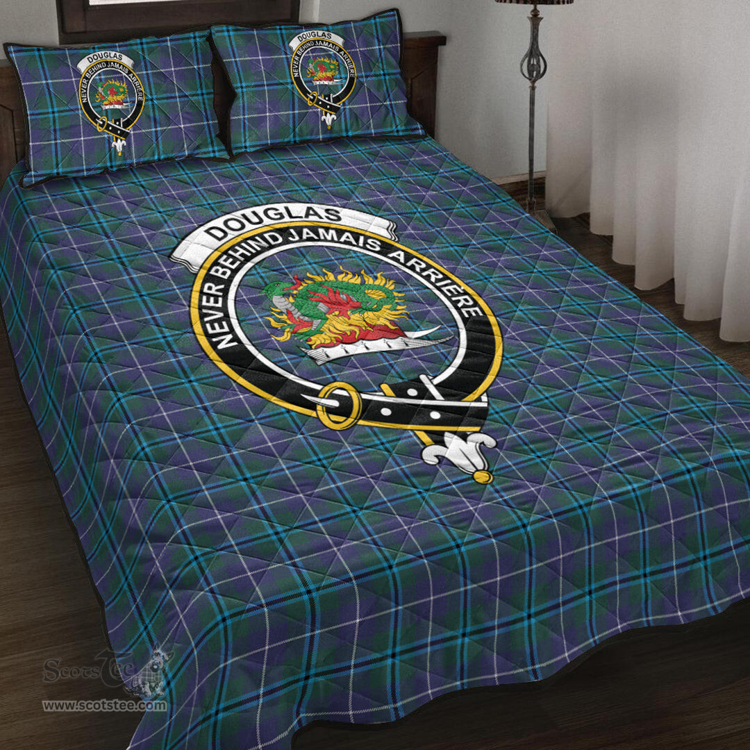 Scottish Douglas Modern Clan Tartan Quilt Bed Set - Crest Classic Scottish Plaid Tartan Plaid