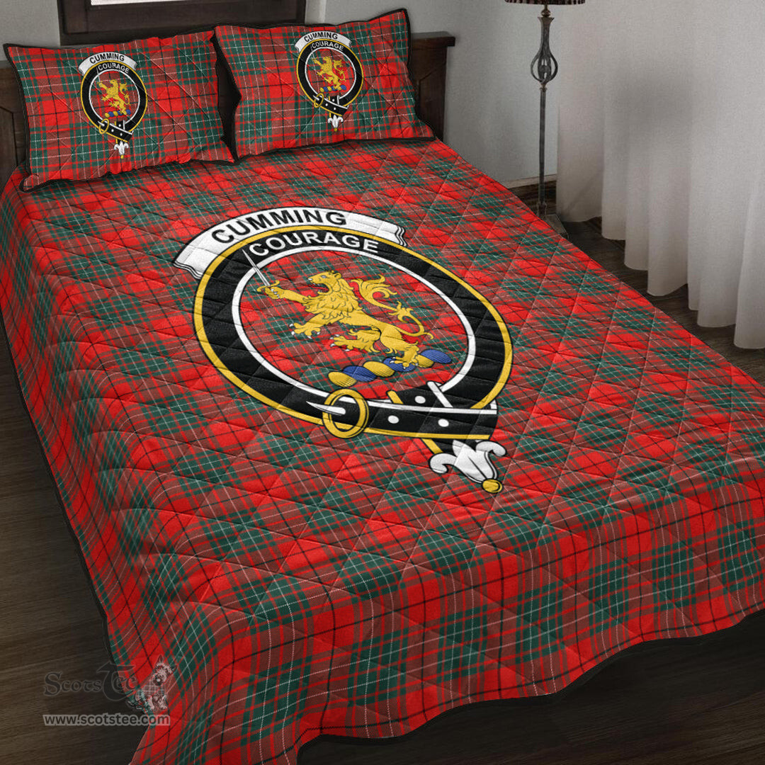 Scottish Cumming Modern Clan Tartan Quilt Bed Set - Crest Classic Scottish Plaid Tartan Plaid