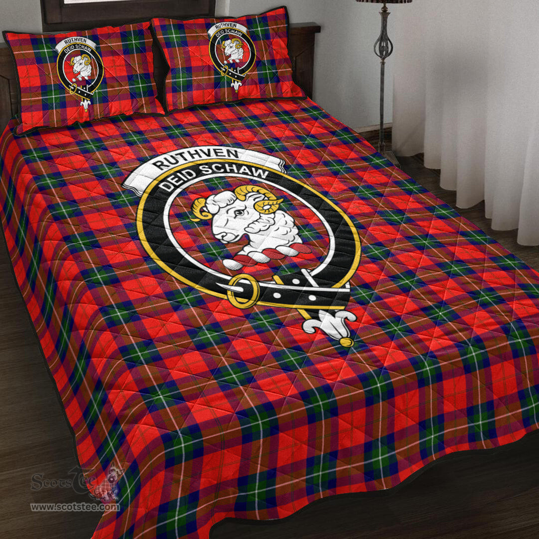 Scottish Ruthven Modern Clan Tartan Quilt Bed Set - Crest Classic Scottish Plaid Tartan Plaid