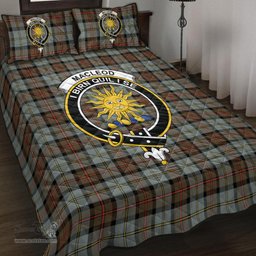 Scottish MacLeod of Harris Weathered Clan Tartan Quilt Bed Set - Crest Classic Scottish Plaid Tartan Plaid