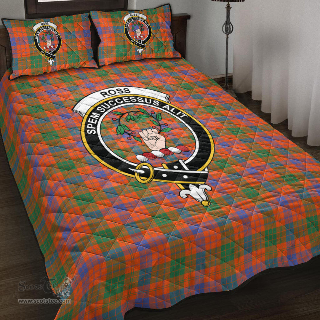 Scottish Ross Ancient Clan Tartan Quilt Bed Set - Crest Classic Scottish Plaid Tartan Plaid