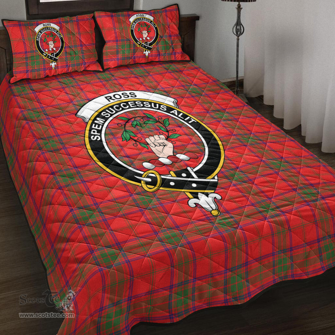 Scottish Ross Modern Clan Tartan Quilt Bed Set - Crest Classic Scottish Plaid Tartan Plaid