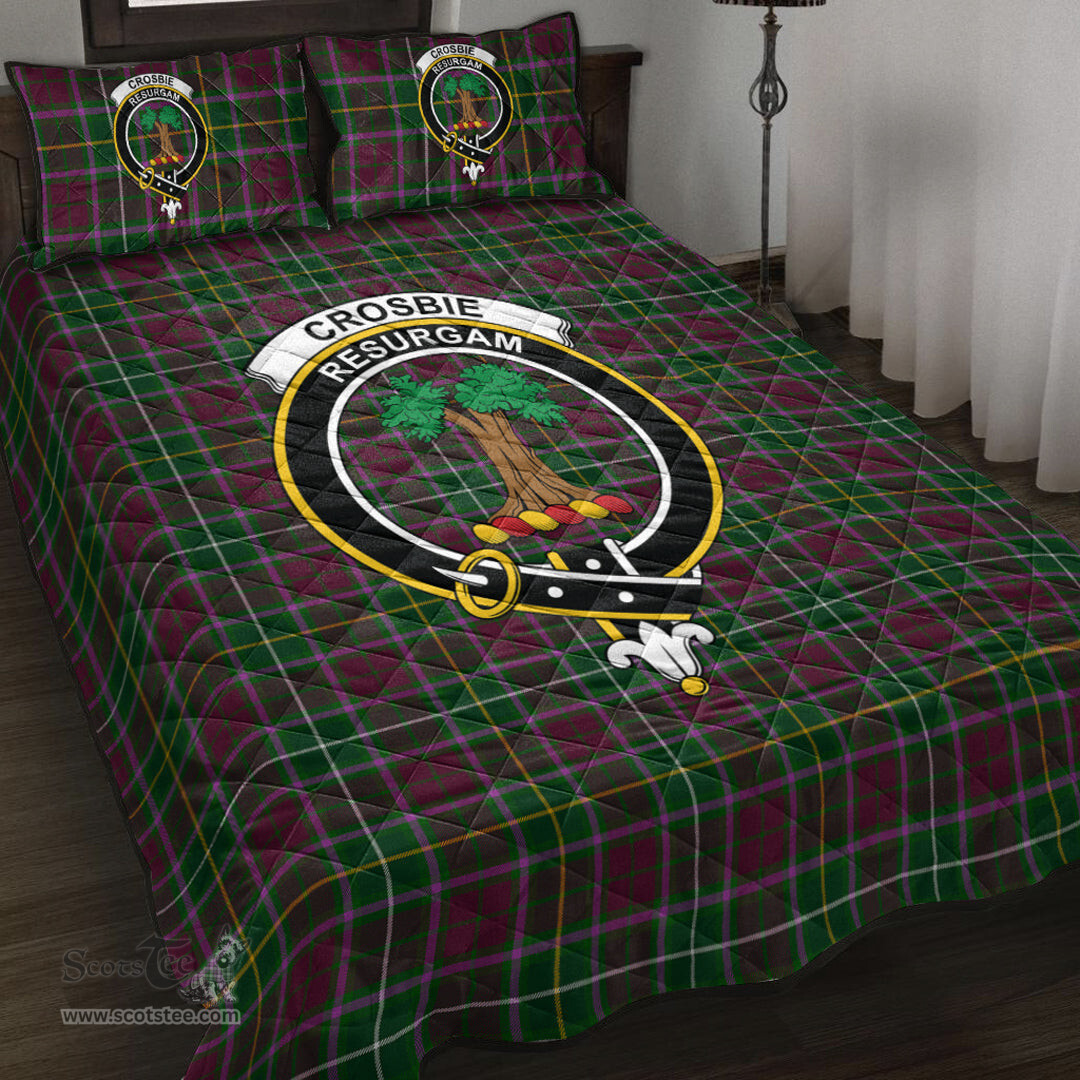 Scottish Crosbie Clan Tartan Quilt Bed Set - Crest Classic Scottish Plaid Tartan Plaid