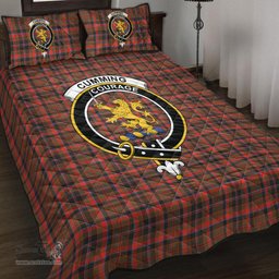 Scottish Cumming Hunting Weathered Clan Tartan Quilt Bed Set - Crest Classic Scottish Plaid Tartan Plaid
