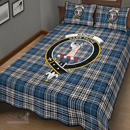 Scottish Napier Modern Clan Tartan Quilt Bed Set - Crest Classic Scottish Plaid Tartan Plaid