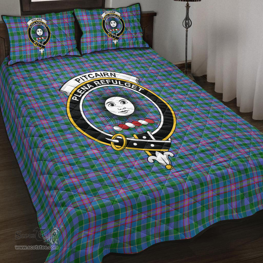 Scottish Pitcairn Hunting Clan Tartan Quilt Bed Set - Crest Classic Scottish Plaid Tartan Plaid