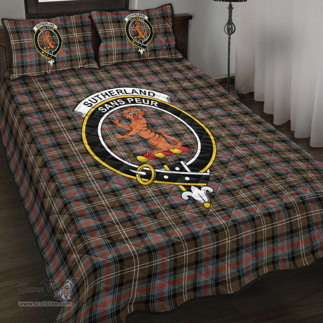 Scottish Sutherland Weathered Clan Tartan Quilt Bed Set - Crest Classic Scottish Plaid Tartan Plaid