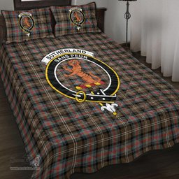 Scottish Sutherland Weathered Clan Tartan Quilt Bed Set - Crest Classic Scottish Plaid Tartan Plaid