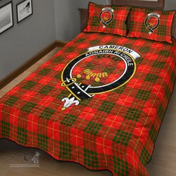 Scottish Cameron Modern Clan Tartan Quilt Bed Set - Crest Classic Scottish Plaid Tartan Plaid