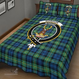 Scottish Gordon Ancient Clan Tartan Quilt Bed Set - Crest Classic Scottish Plaid Tartan Plaid
