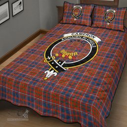 Scottish Cameron of Lochiel Ancient Clan Tartan Quilt Bed Set - Crest Classic Scottish Plaid Tartan Plaid