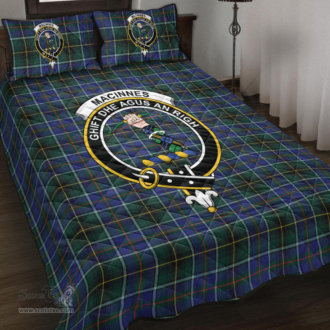 Scottish MacInnes Modern Clan Tartan Quilt Bed Set - Crest Classic Scottish Plaid Tartan Plaid
