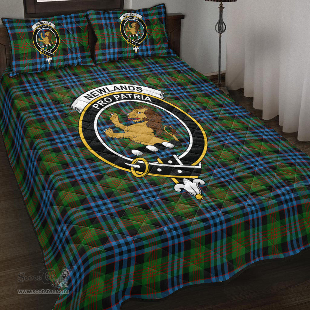 Scottish Newlands of Lauriston Clan Tartan Quilt Bed Set - Crest Classic Scottish Plaid Tartan Plaid