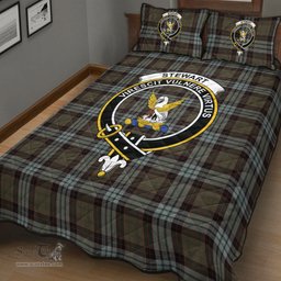 Scottish Stewart Old Weathered Clan Tartan Quilt Bed Set - Crest Classic Scottish Plaid Tartan Plaid