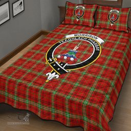 Scottish Morrison Red Modern Clan Tartan Quilt Bed Set - Crest Classic Scottish Plaid Tartan Plaid