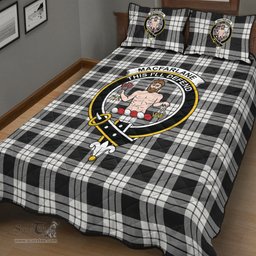 Scottish MacFarlane Black White Ancient Clan Tartan Quilt Bed Set - Crest Classic Scottish Plaid Tartan Plaid