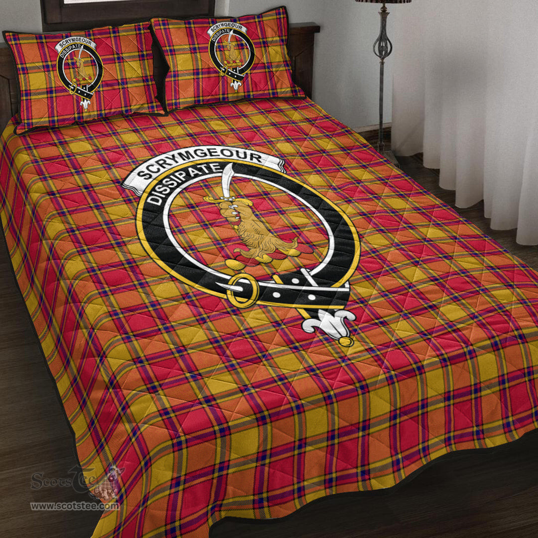 Scottish Scrymgeour Clan Tartan Quilt Bed Set - Crest Classic Scottish Plaid Tartan Plaid