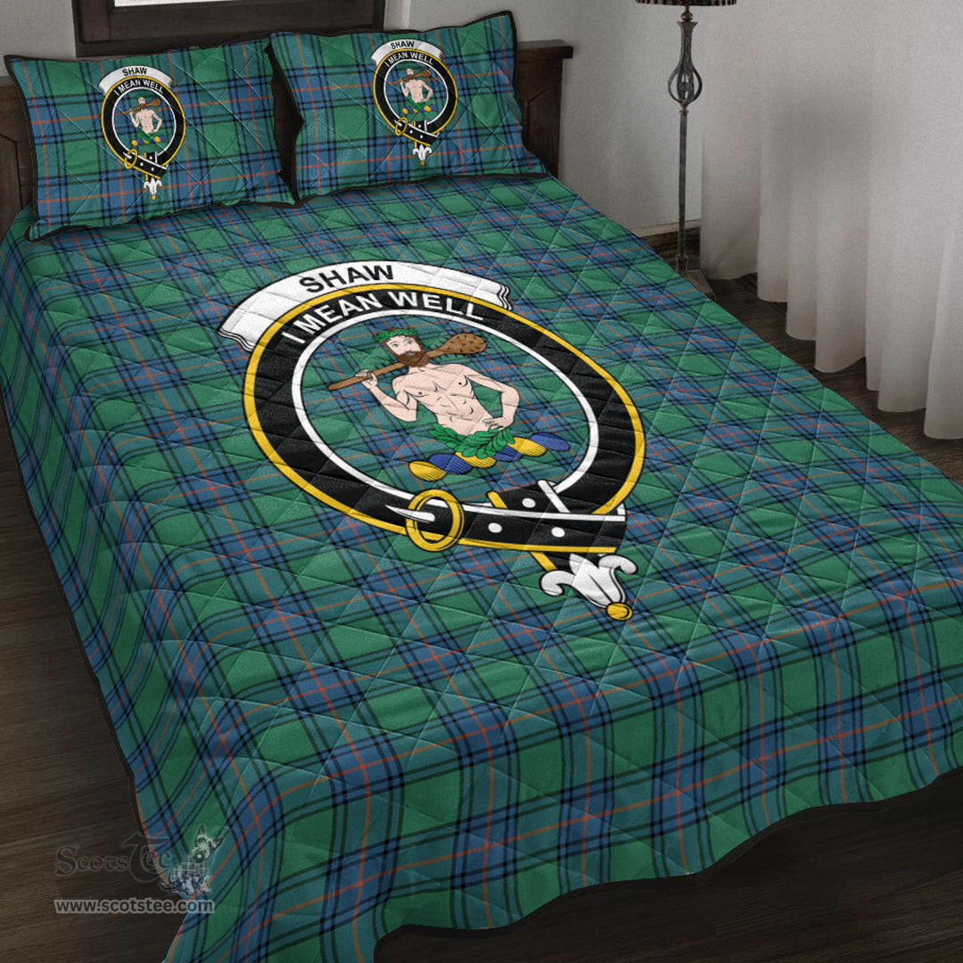 Scottish Shaw Ancient Clan Tartan Quilt Bed Set - Crest Classic Scottish Plaid Tartan Plaid