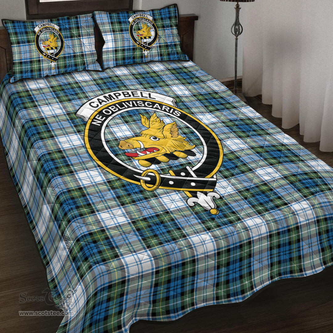 Scottish Campbell Dress Ancient Clan Tartan Quilt Bed Set - Crest Classic Scottish Plaid Tartan Plaid