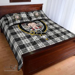 Scottish MacFarlane Black White Ancient Clan Tartan Quilt Bed Set - Crest Classic Scottish Plaid Tartan Plaid