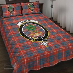 Scottish Hamilton Ancient Clan Tartan Quilt Bed Set - Crest Classic Scottish Plaid Tartan Plaid