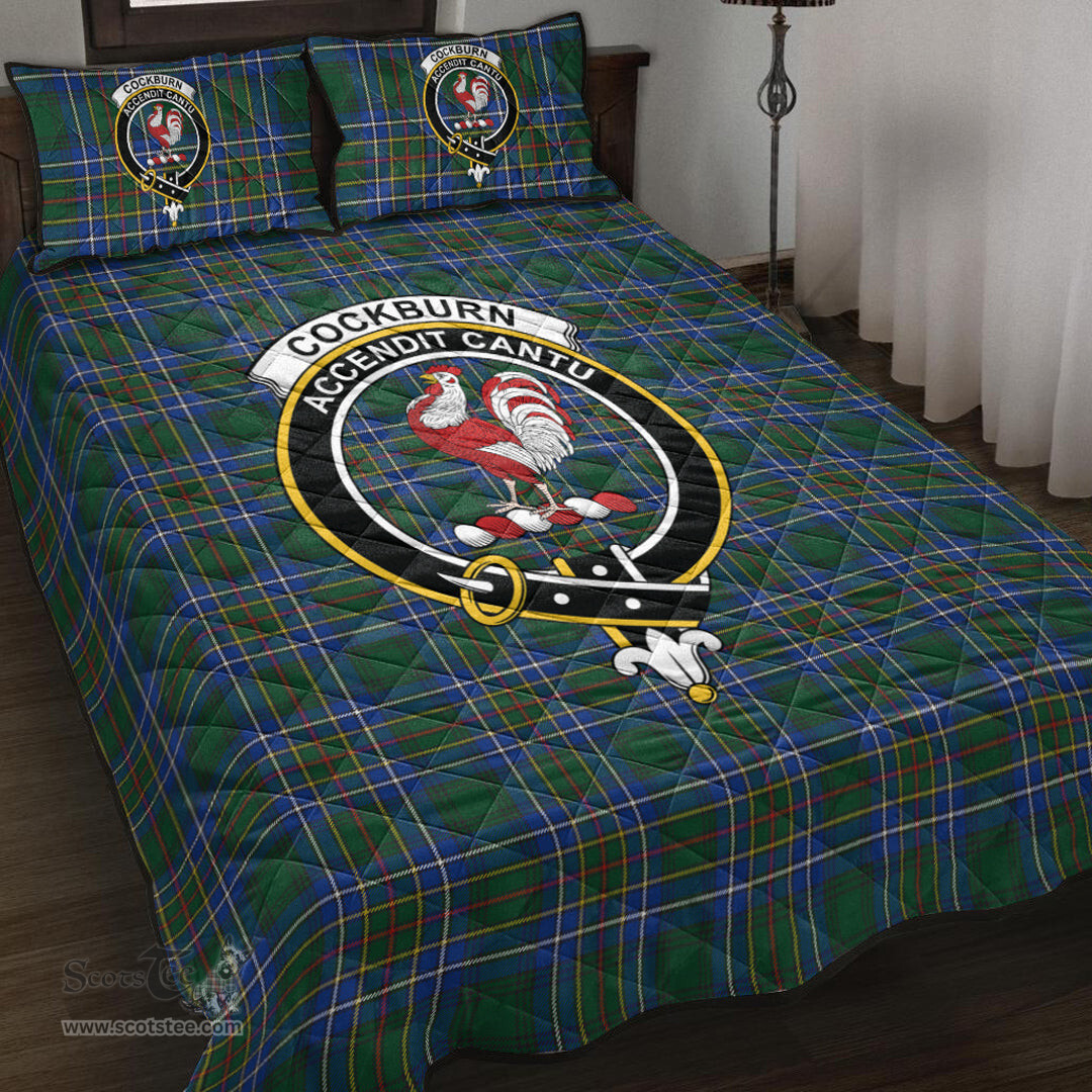 Scottish Cockburn Ancient Clan Tartan Quilt Bed Set - Crest Classic Scottish Plaid Tartan Plaid