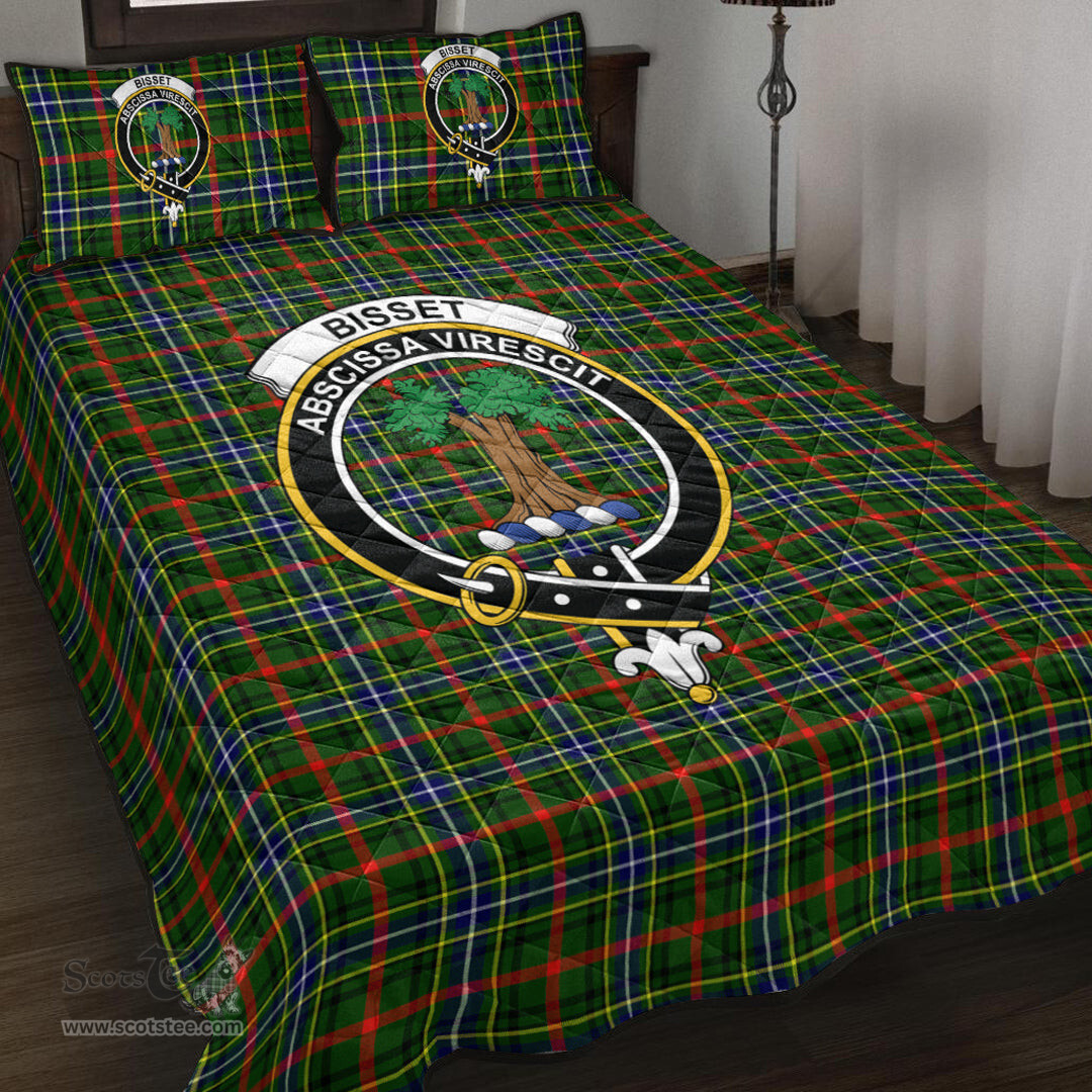 Scottish Bisset Clan Tartan Quilt Bed Set - Crest Classic Scottish Plaid Tartan Plaid