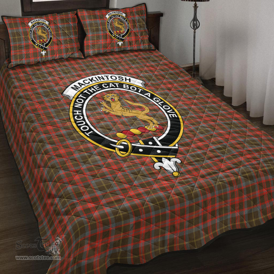 Scottish MacKintosh Hunting Weathered Clan Tartan Quilt Bed Set - Crest Classic Scottish Plaid Tartan Plaid
