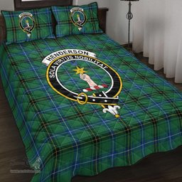 Scottish Henderson Ancient Clan Tartan Quilt Bed Set - Crest Classic Scottish Plaid Tartan Plaid