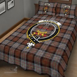 Scottish Cameron of Erracht Weathered Clan Tartan Quilt Bed Set - Crest Classic Scottish Plaid Tartan Plaid