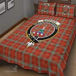 Scottish Morrison Red Ancient Clan Tartan Quilt Bed Set - Crest Classic Scottish Plaid Tartan Plaid