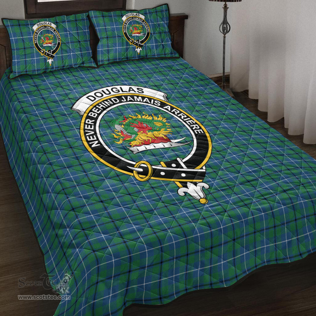 Scottish Douglas Ancient Clan Tartan Quilt Bed Set - Crest Classic Scottish Plaid Tartan Plaid