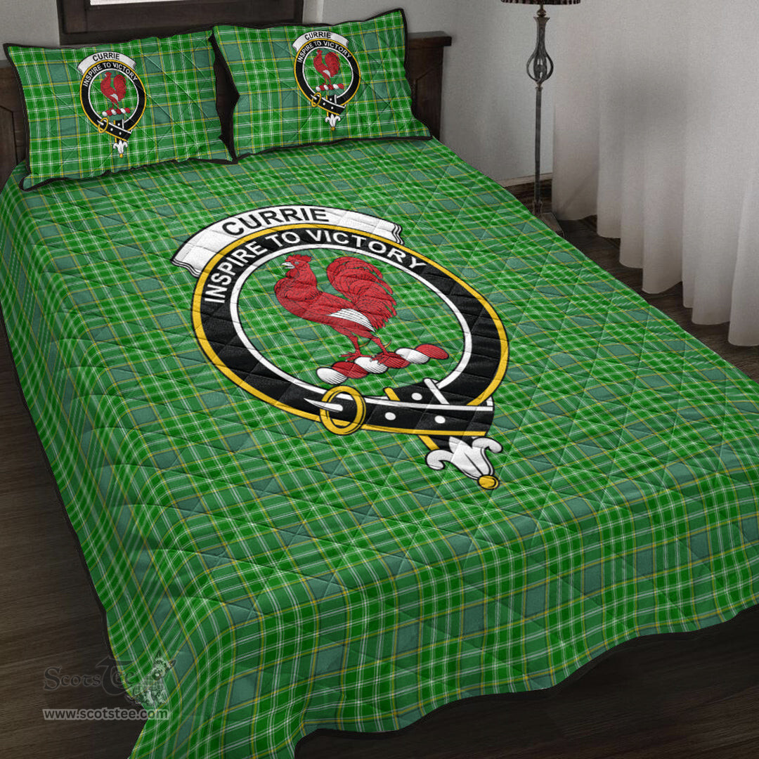 Scottish Currie Clan Tartan Quilt Bed Set - Crest Classic Scottish Plaid Tartan Plaid