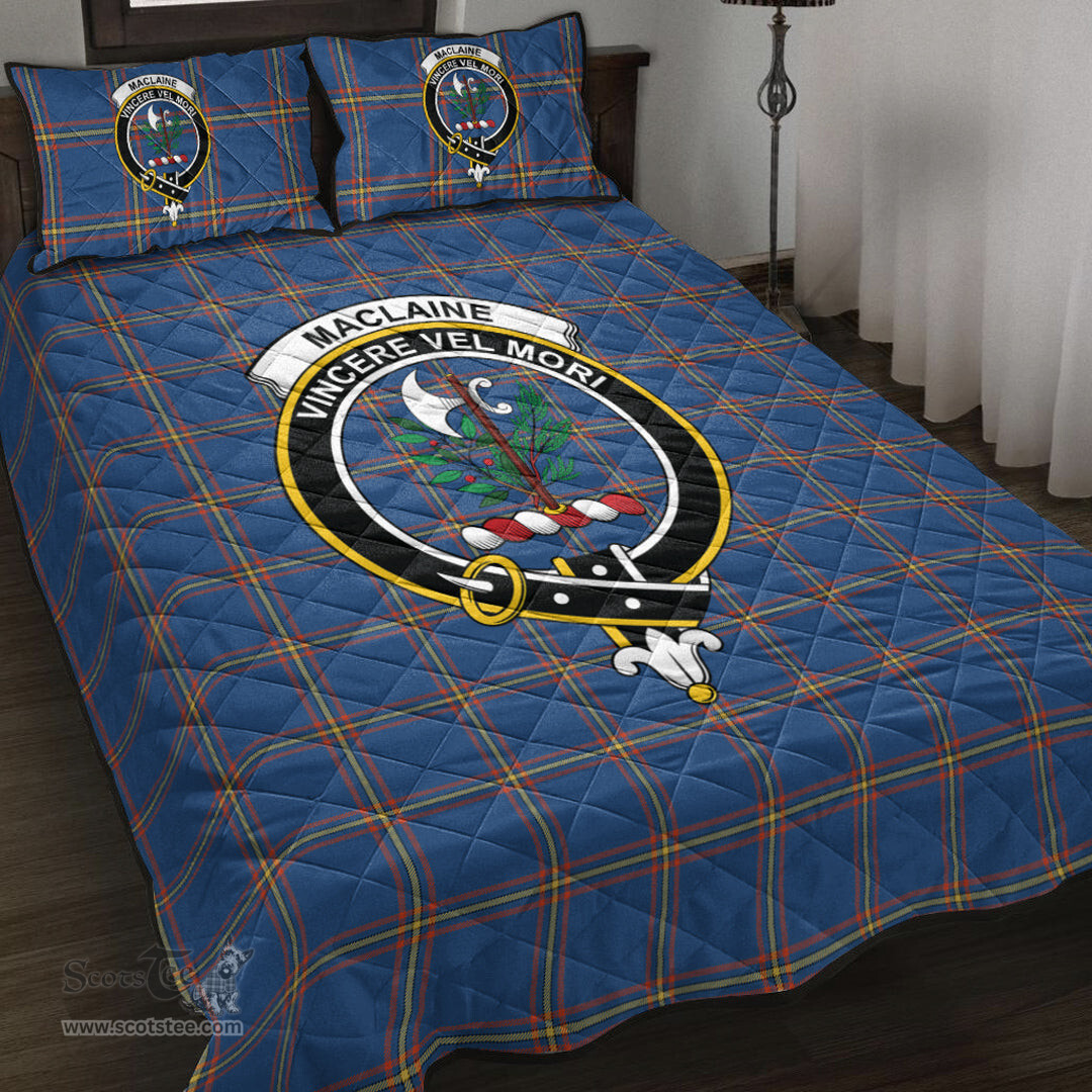 Scottish MacLaine of Loch Buie Hunting Ancient Clan Tartan Quilt Bed Set - Crest Classic Scottish Plaid Tartan Plaid