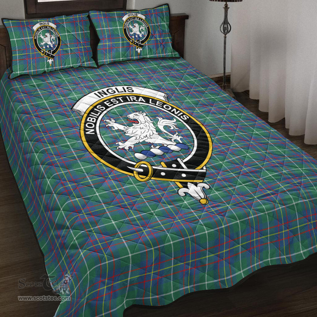 Scottish Inglis Ancient Clan Tartan Quilt Bed Set - Crest Classic Scottish Plaid Tartan Plaid