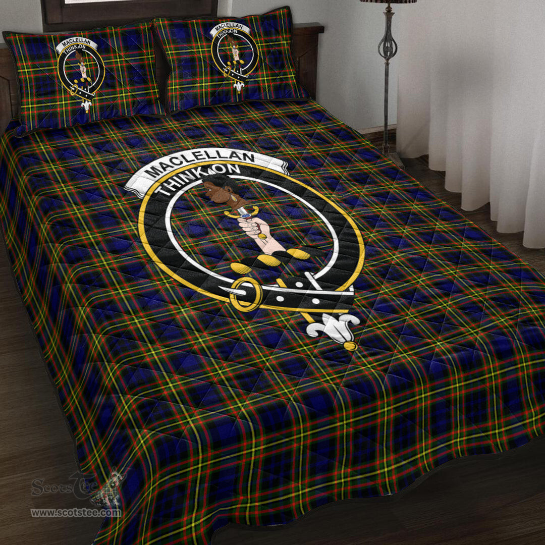 Scottish MacLellan Modern Clan Tartan Quilt Bed Set - Crest Classic Scottish Plaid Tartan Plaid