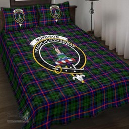 Scottish Morrison Modern Clan Tartan Quilt Bed Set - Crest Classic Scottish Plaid Tartan Plaid
