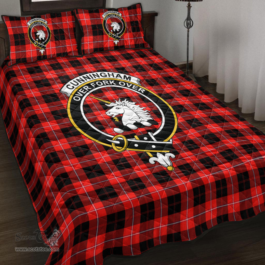 Scottish Cunningham Modern Clan Tartan Quilt Bed Set - Crest Classic Scottish Plaid Tartan Plaid